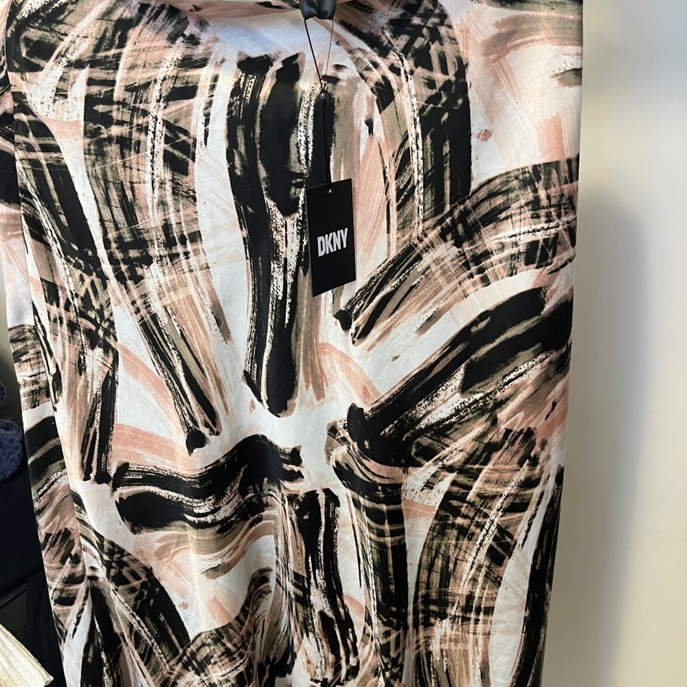 DKNY Black and Pink Brushstroke Dress